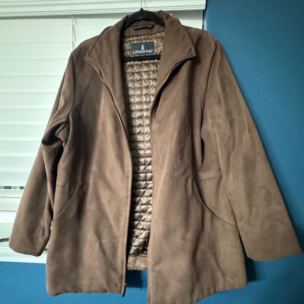 London Fog Dark Brown All Weather Suede Outerwear